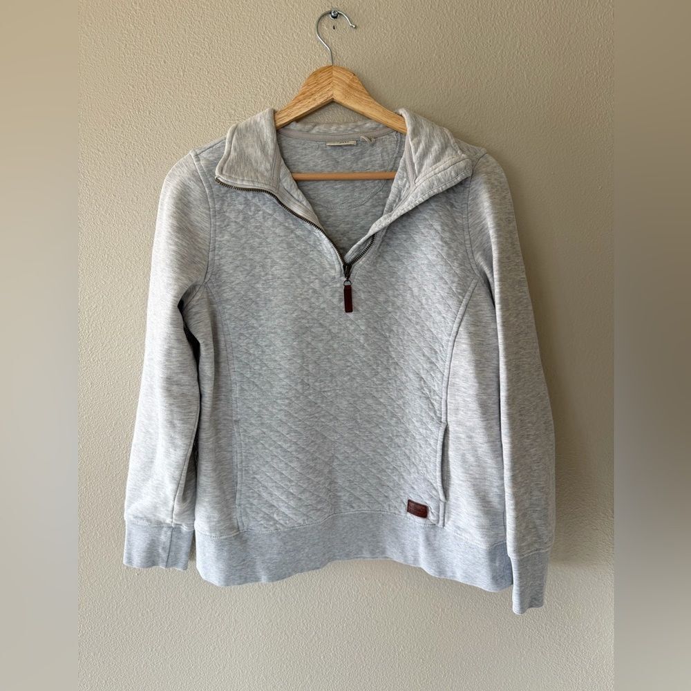 L.L.Bean Women's Quilted Quarter Zip Pullover in Light Gray Heather Size S